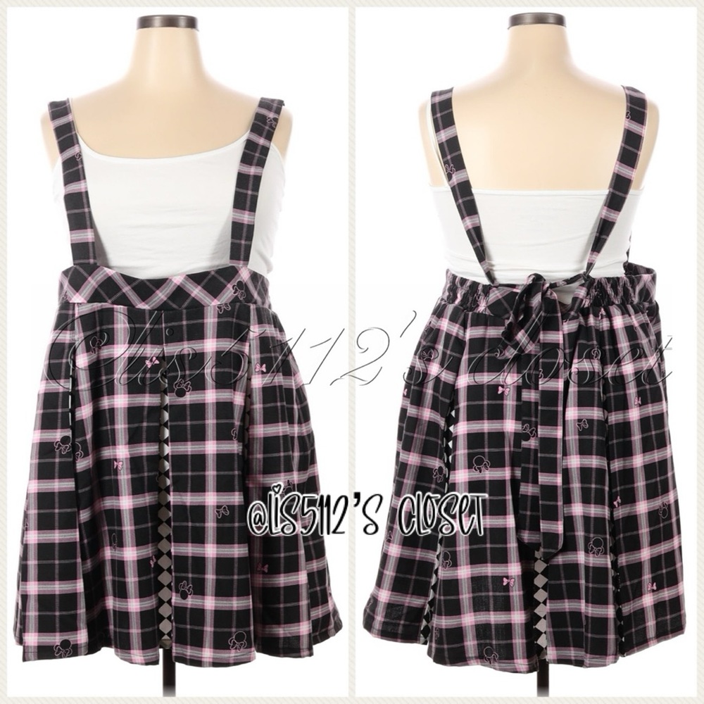 Torrid x Disney Minnie Mouse Pink & Black Plaid Skirtall Jumper Dress 3X 22 24 - Picture 13 of 15